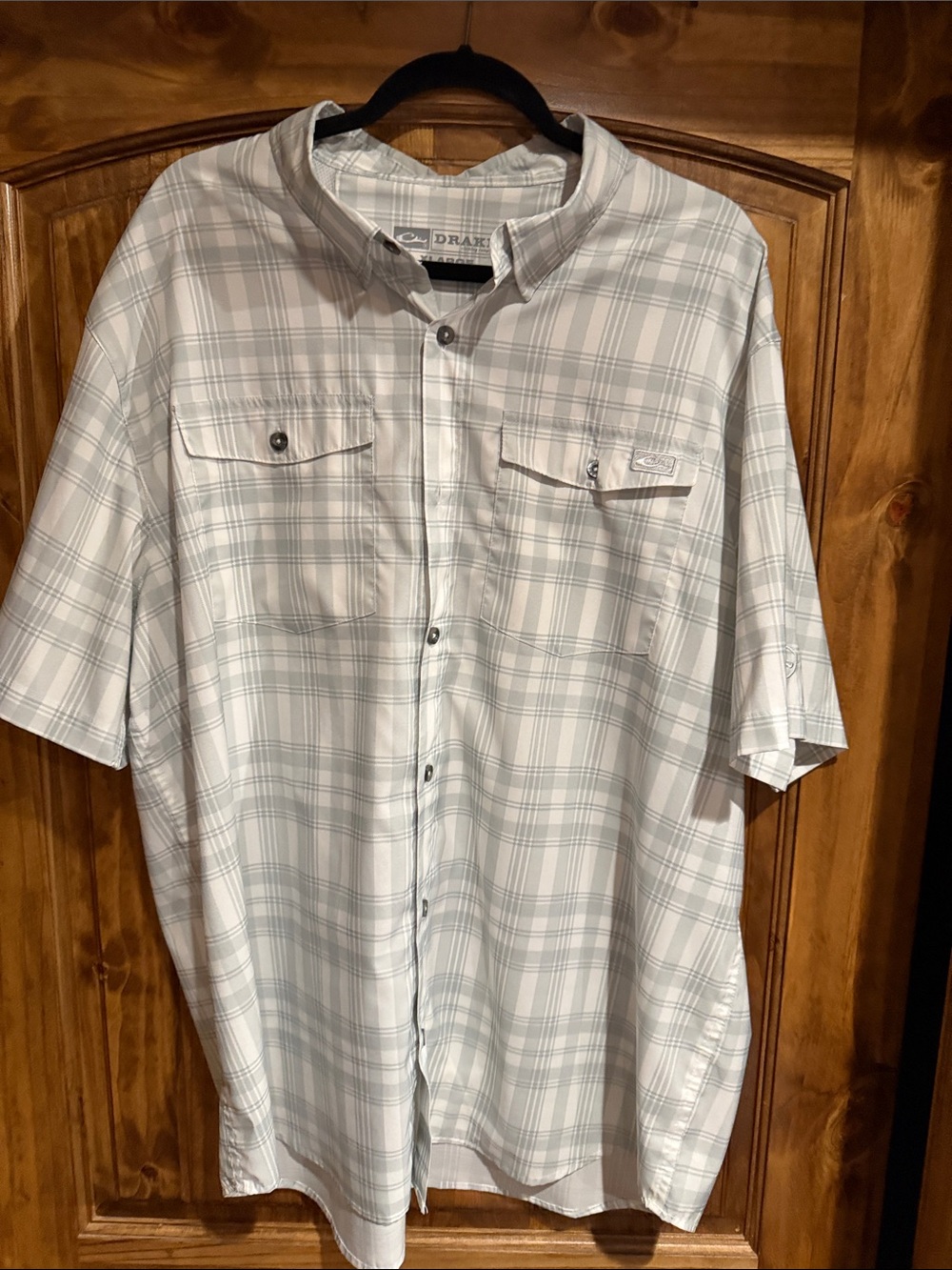 Drake Men's Short-Sleeve Plaid Button-Down Shirt - White & Light Gray xl